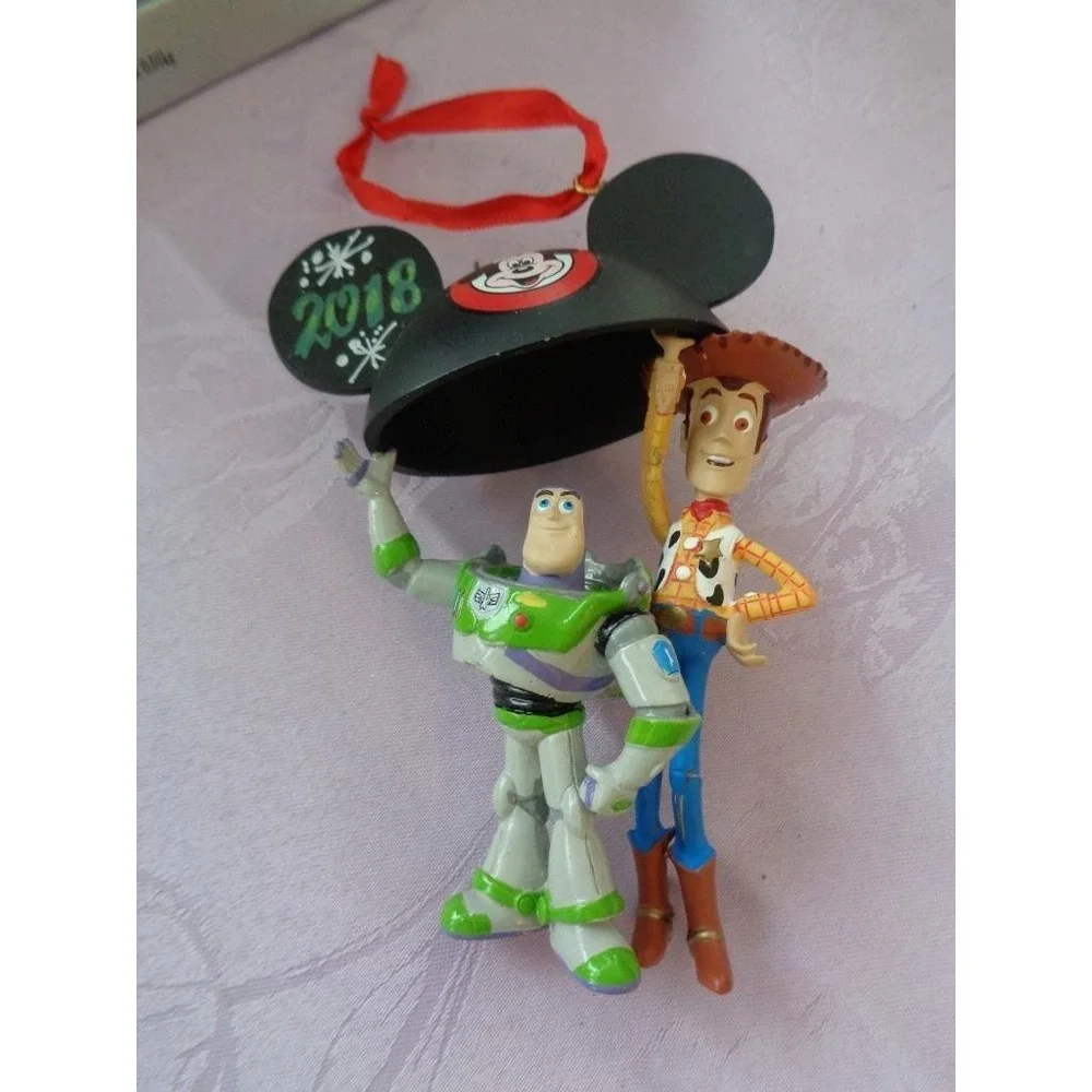 Disney Christmas Ornament Buzz Lightyear Woody with Mickey Hat Dated 2018